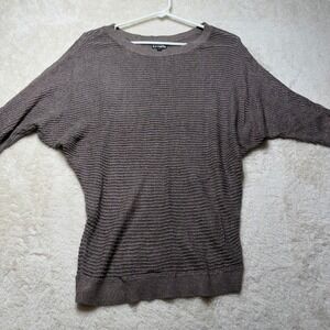 Express Brown Metallic Striped Dolman Sleeve Knit Sweater Top M Women's